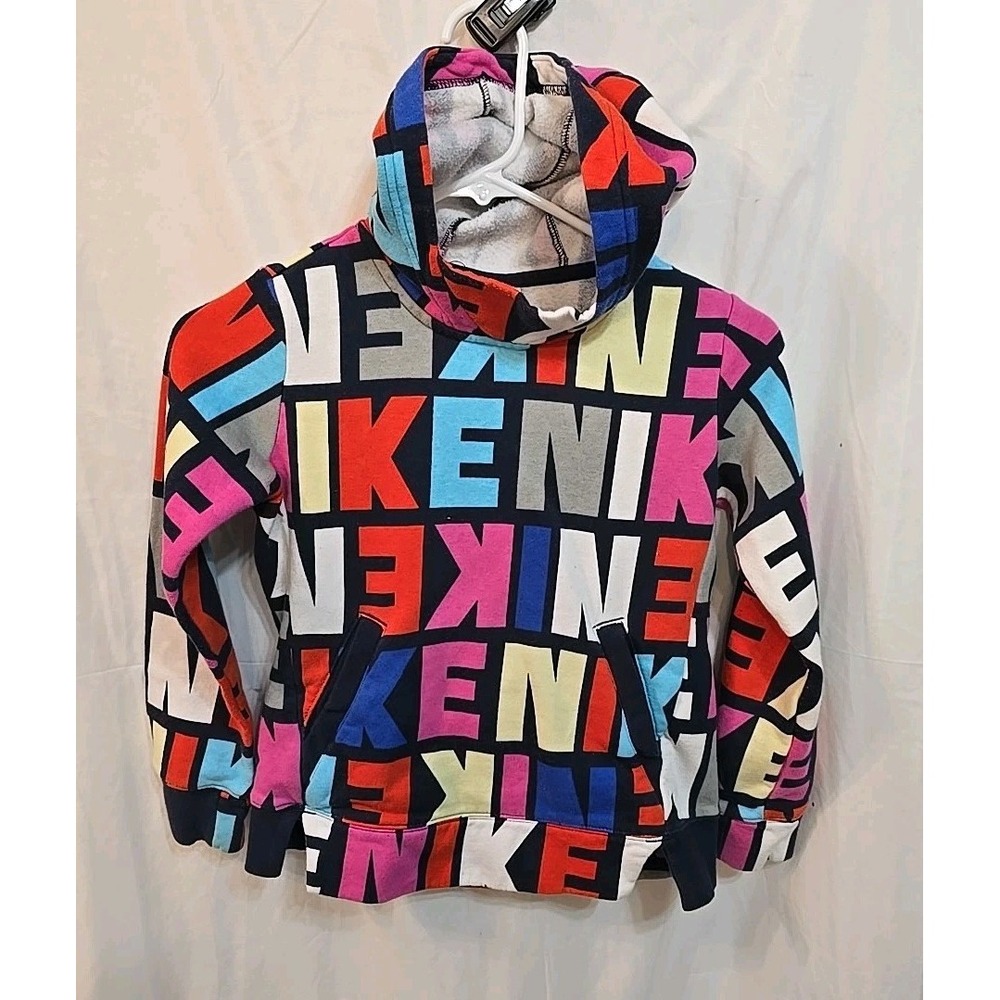 Nike Girl's Snack‎ Pack Pullover Hoodie Sweatshirt Obsidian Size S Nike Spellout